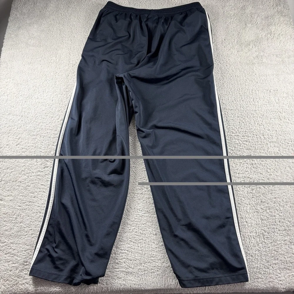 Vintage Adidas Track Pants Mens 2x XXL Navy Blue Stripe‎ Poly Dazzle